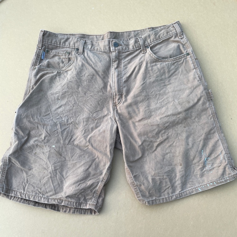 Carhartt B190 BUC Canvas Shorts Mens 40 Brown Workwear Utility Carpenter Faded